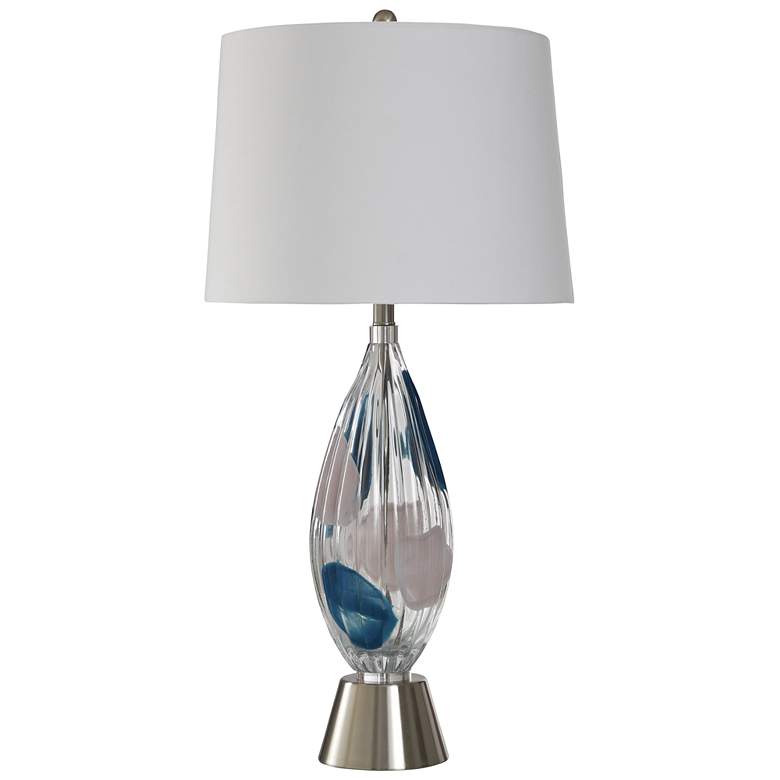 Image 1 StyleCraft 34.5" High Zaylee Silver Glass Table Lamp With White Shade