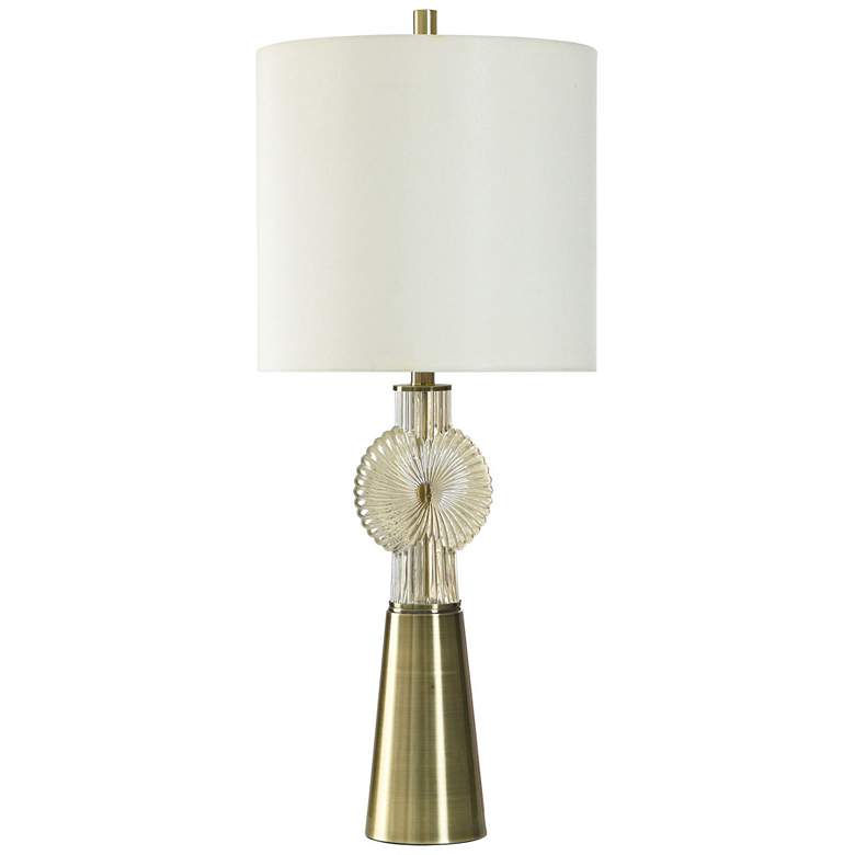 Image 1 StyleCraft 34.5"H Brulee Gold Metal And Glass Table Lamp w/ Off White