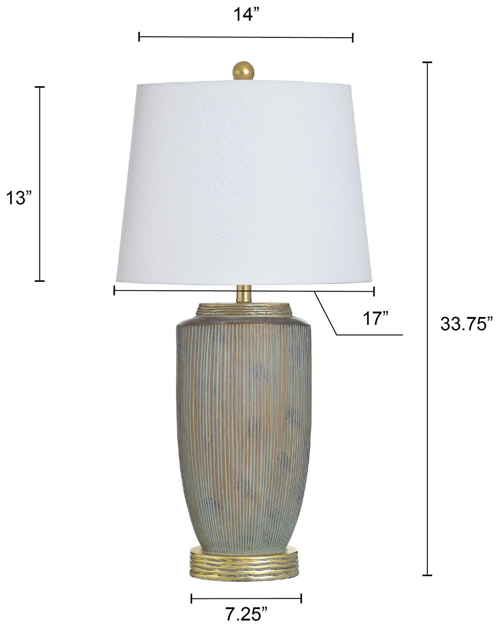 Image 7 StyleCraft 34" High Raffine Gold & Grey Table Lamp with White Shade more views