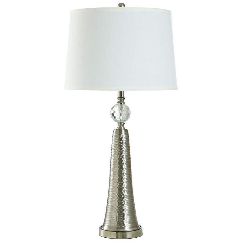 Image 1 Stylecraft 34" High White Shade Brushed Steel Table Lamp