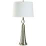 Stylecraft 34" High White Shade Brushed Steel Table Lamp