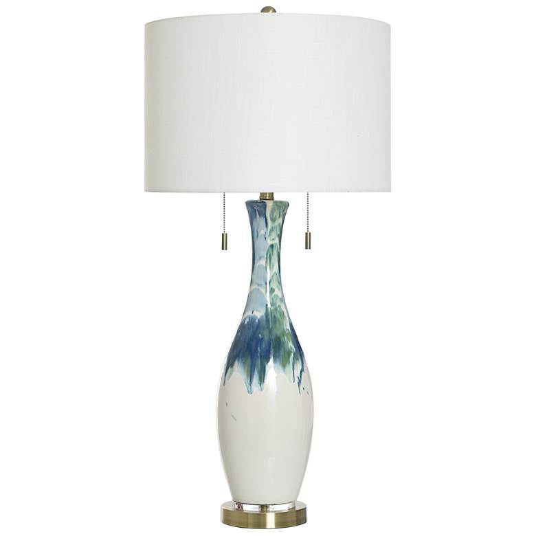 Image 2 StyleCraft 35.5" High Ceramic Wave Table Lamp With White Shade