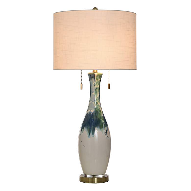 Image 3 StyleCraft 35.5" High Ceramic Wave Table Lamp With White Shade more views