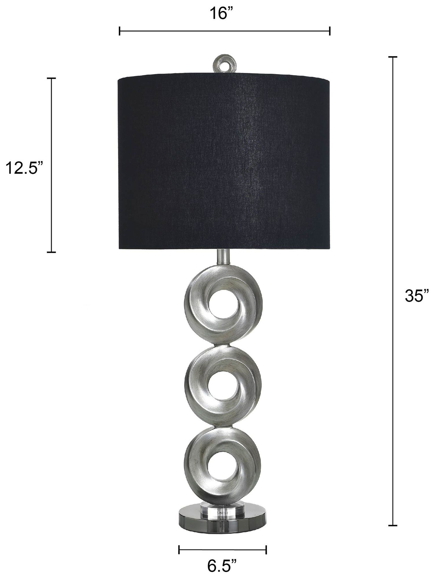 Image 7 StyleCraft 35" High Infinite Silver Table Lamp with Black Shade more views