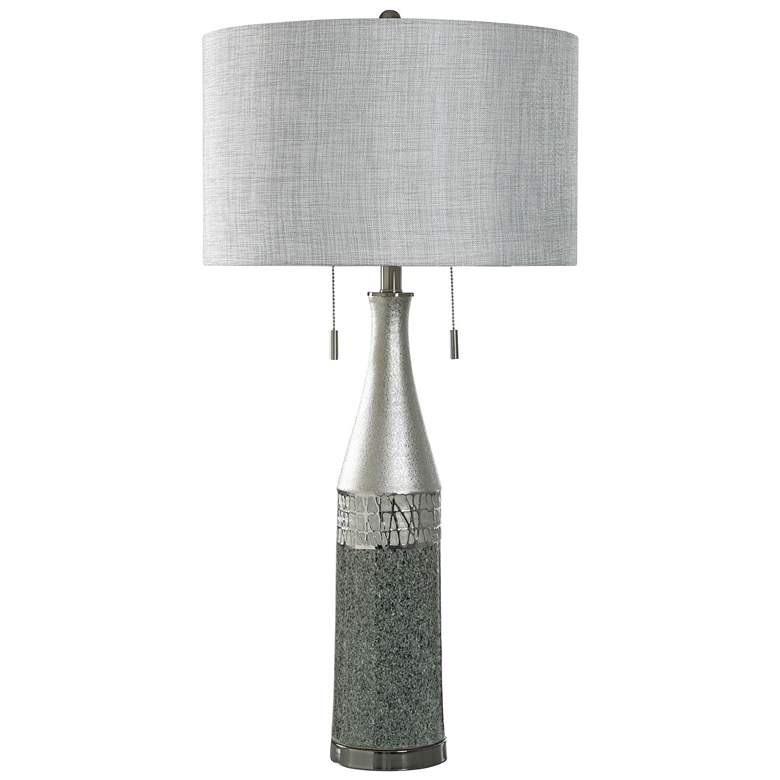 Image 1 StyleCraft 35" High Compass Silver Ceramic Table Lamp w/ Silver Shade