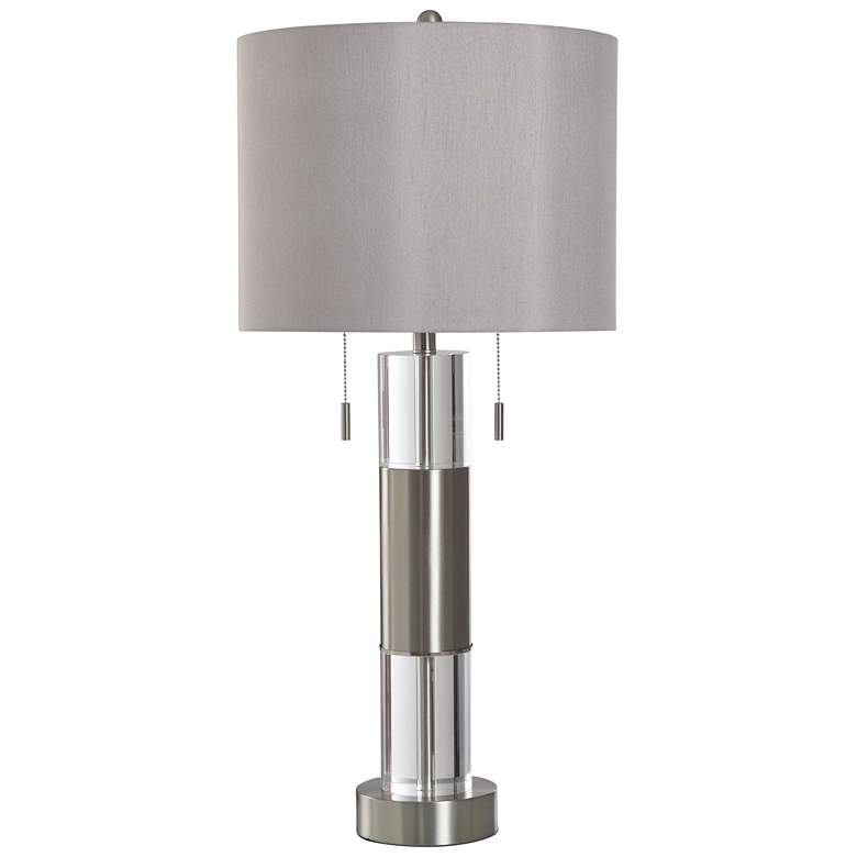 Image 1 StyleCraft 35" High Platinum Crystal Glass Table Lamp With Gray Shade