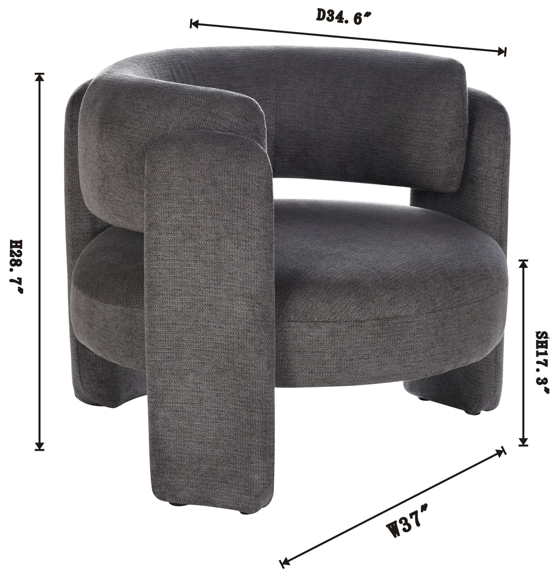 StyleCraft 35 x 29 Charcoal Grey Accent Chair