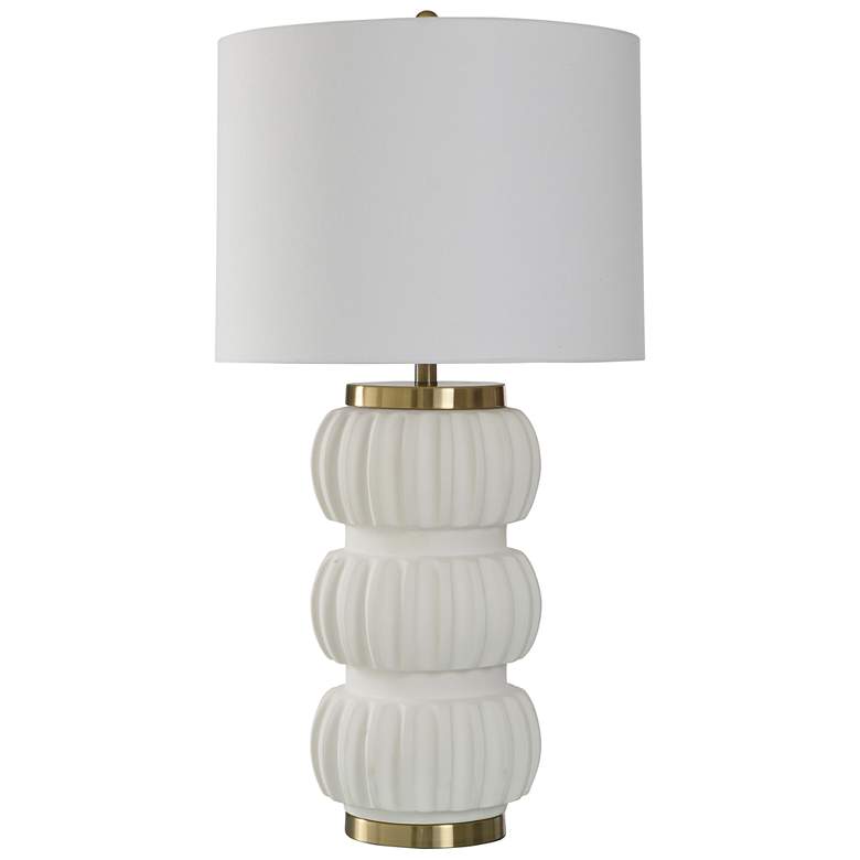 Image 1 StyleCraft 36.75"H Halifax White And Gold Ceramic Table Lamp w/ White