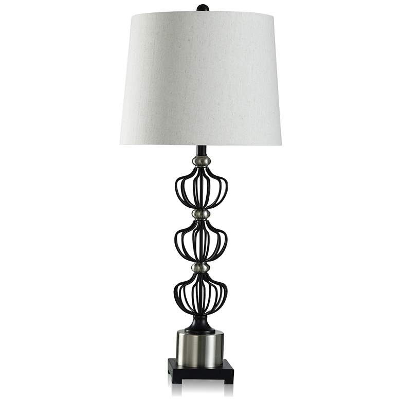 Image 1 Stylecraft 36 inch High Benzo Silver Finish Tall Table Lamp