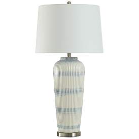 Image1 of StyleCraft 36" High Pristine Blue Ceramic Table Lamp With White Shade