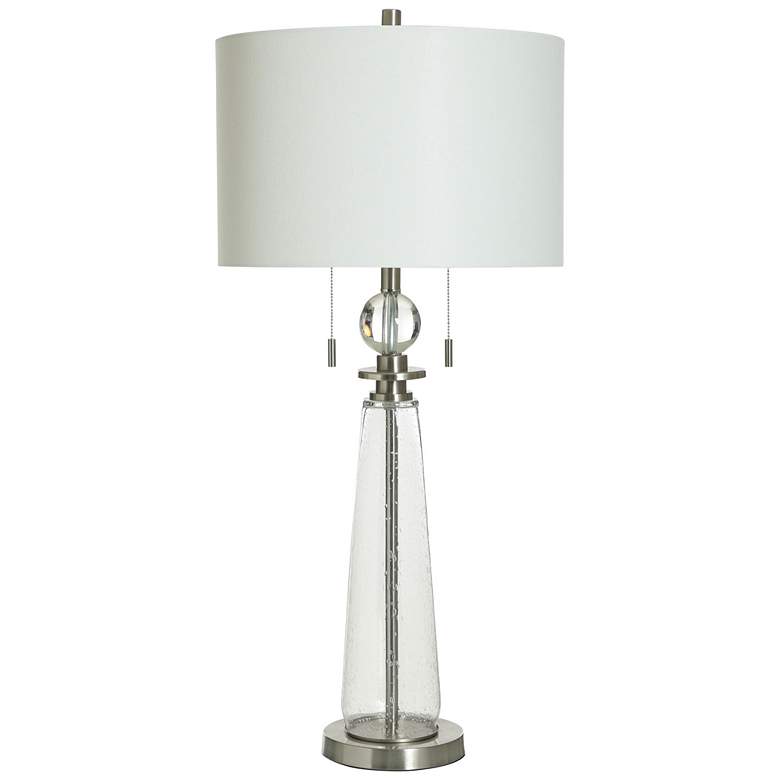 Image 1 StyleCraft 37" High Clear Seeded Glass Table Lamp With White Shade
