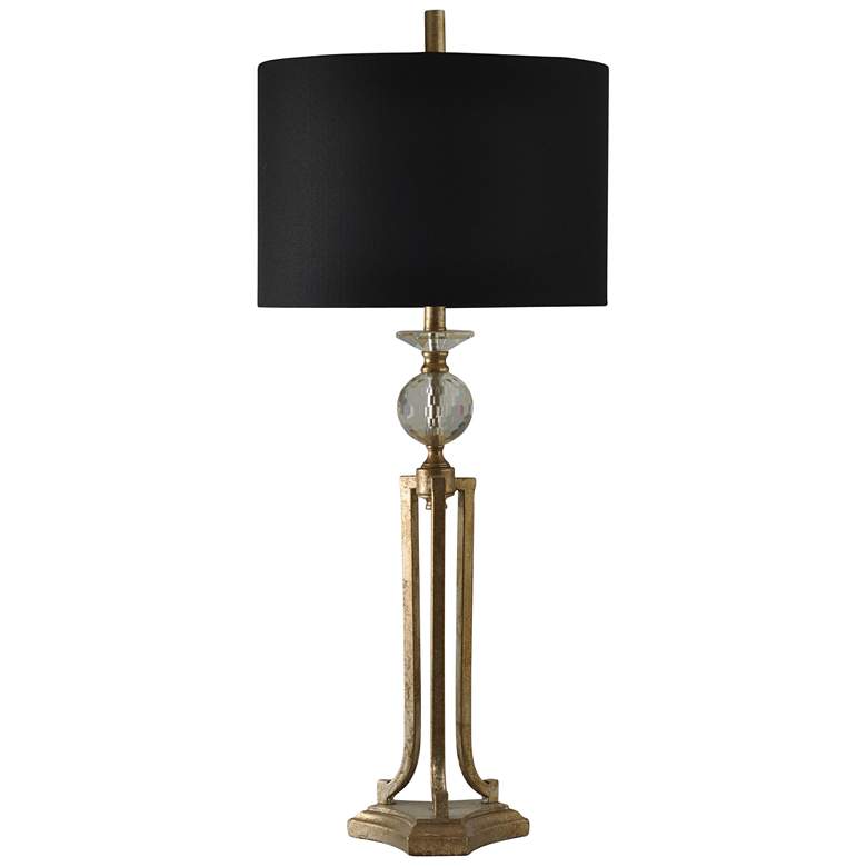 Image 1 Stylecraft 38 inch Black Fabric Vintage Gold Traditional Table Lamp