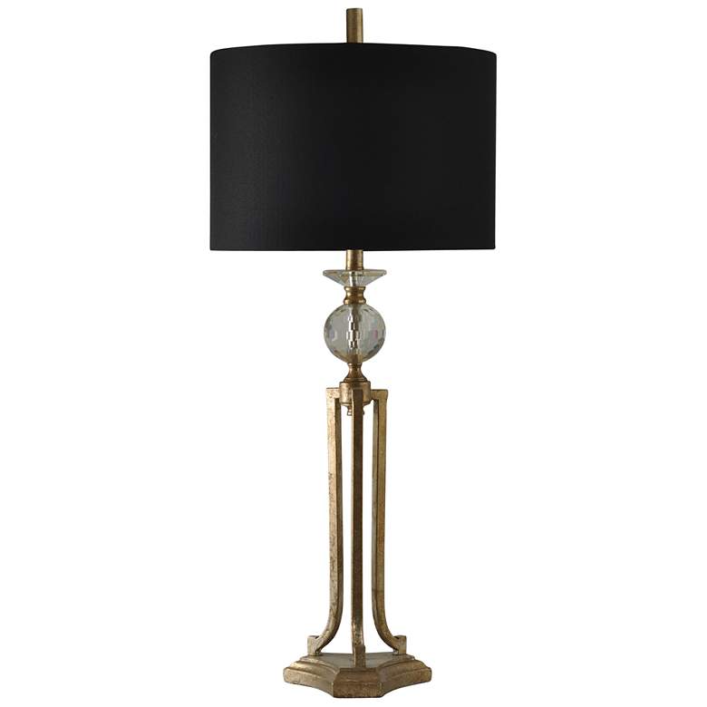 Image 1 Stylecraft 38" Black Fabric Vintage Gold Traditional Table Lamp