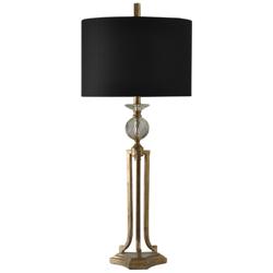 Stylecraft 38&quot; Black Fabric Vintage Gold Traditional Table Lamp