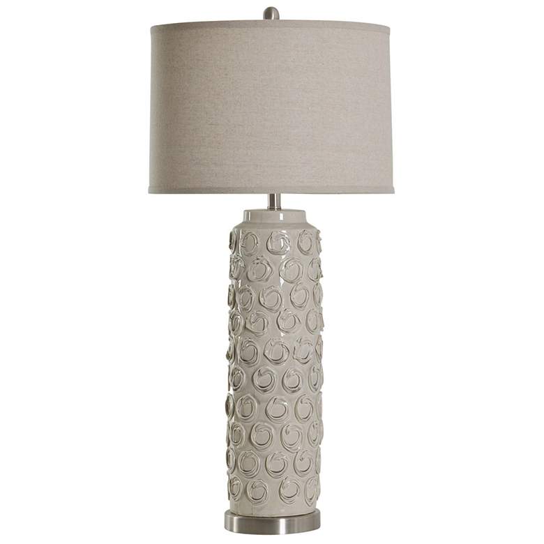 Image 1 Stylecraft 38" High Taupe and Bella Cream Ceramic Table Lamp