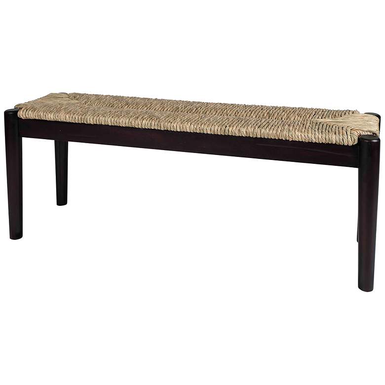 Image 6 StyleCraft 46 1/4 inch Wide Black Seagrass Wood Bench more views