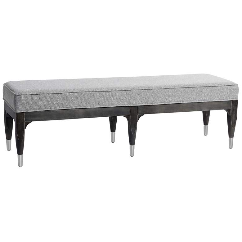 Image 2 StyleCraft 60"W 6 Leg Gray Linen And Charcoal Washed Pine Wood Bench