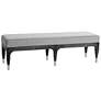 2_StyleCraft 60"W 6 Leg Gray Linen And Charcoal Washed Pine Wood Bench