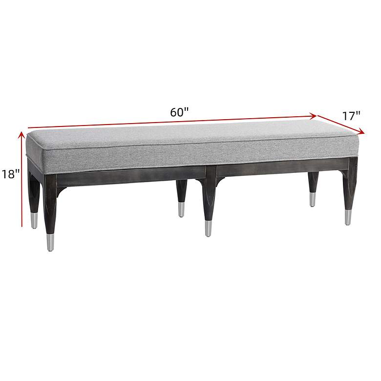 Image 7 StyleCraft 60"W 6 Leg Gray Linen And Charcoal Washed Pine Wood Bench more views