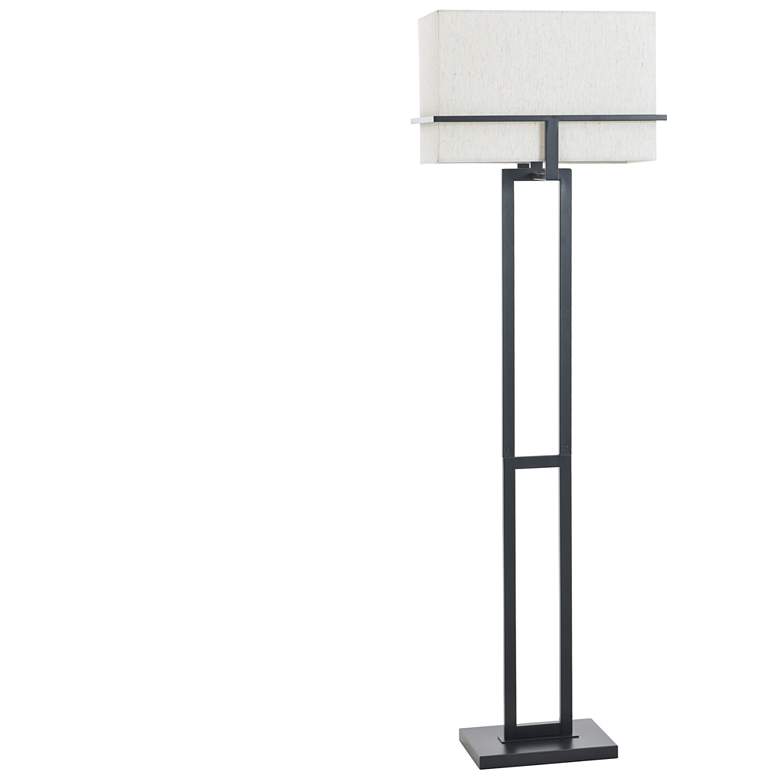 Image 1 StyleCraft 61.5"H Tabby Black Floor Lamp w/ Beige Shade