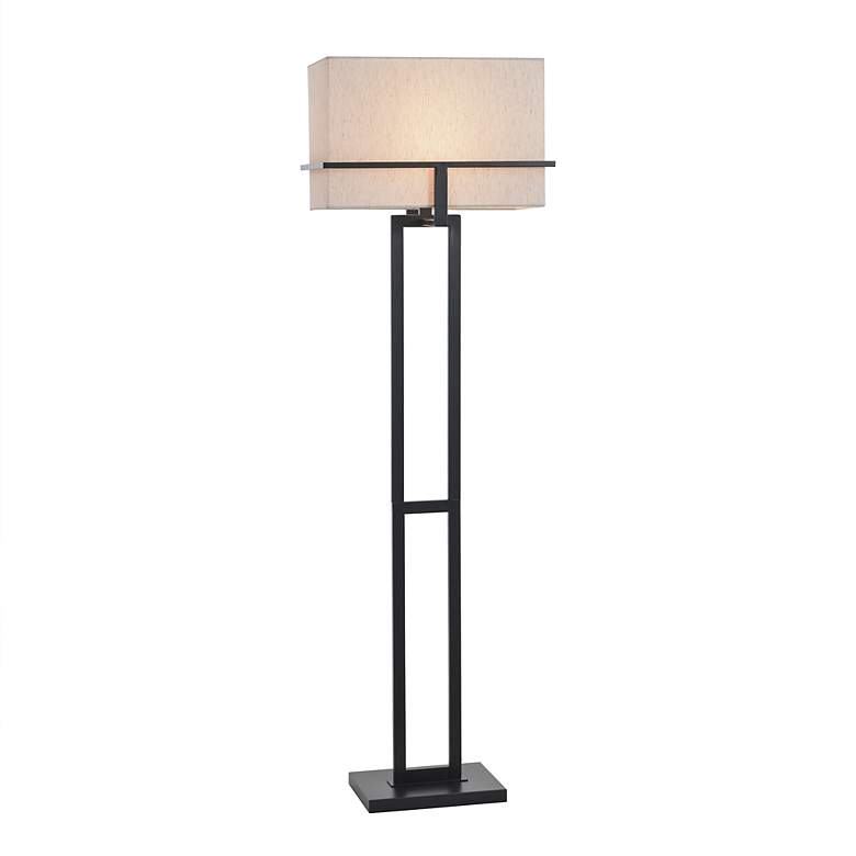 Image 2 StyleCraft 61.5"H Tabby Black Floor Lamp w/ Beige Shade more views