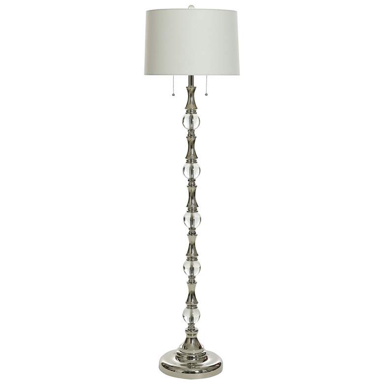 Image 1 StyleCraft 61"H Alyssum Silver Clear Floor Lamp w/ Off White Shade