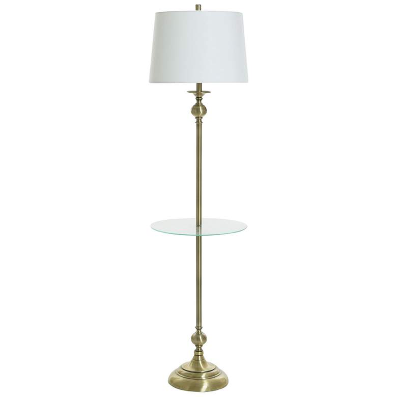Image 1 StyleCraft 62"H Antique Brass Clear Floor Lamp w/ White Shade
