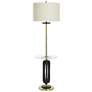 StyleCraft 62"H Optical Black Glass Table Floor Lamp With Oatmeal Shad