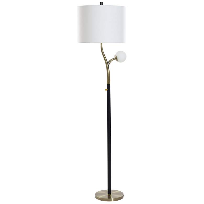Image 1 StyleCraft 65.5"H Black And Charity Gold Steel Floor Lamp w/ White Sha