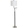 StyleCraft 65.5"H Black And Charity Gold Steel Floor Lamp w/ White Sha