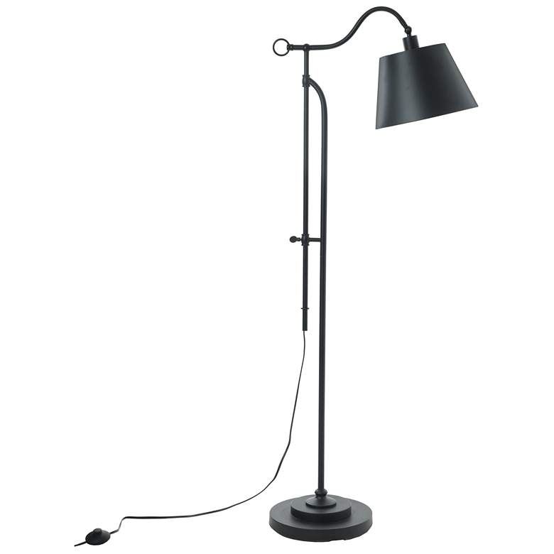 Image 1 StyleCraft 66" High Satin Black Metal Floor Lamp With Black Shade
