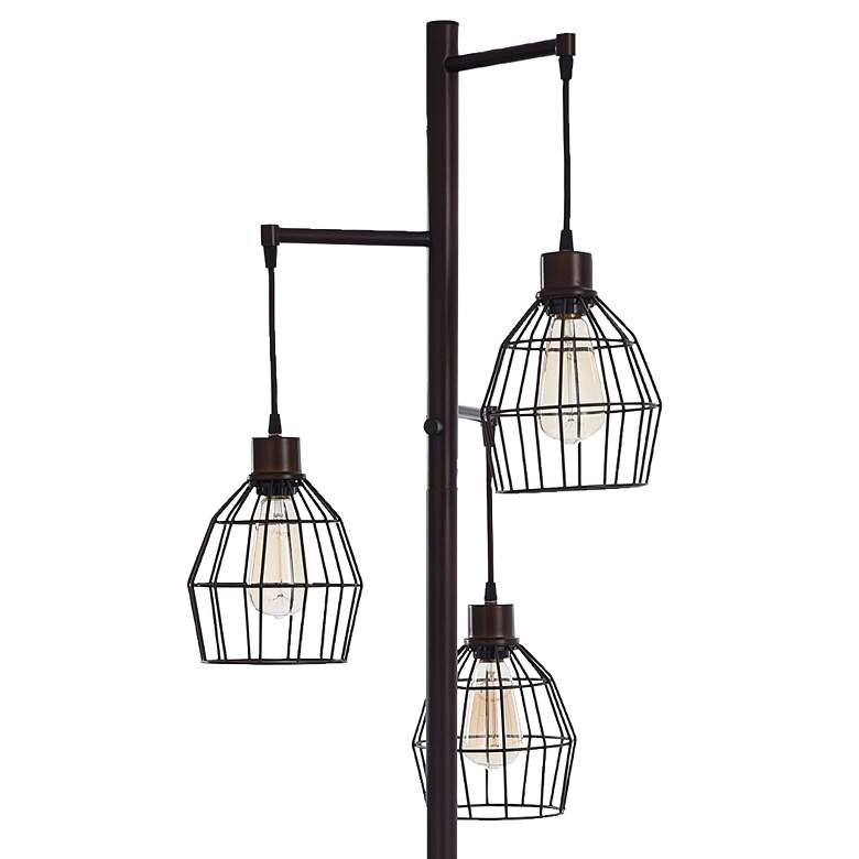 Image 4 Stylecraft 71 1/2 inch Deep Bronze 3-Light Steel Open Cages Floor Lamp more views