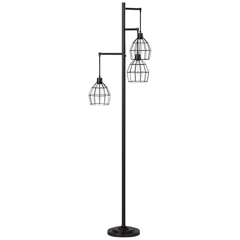 Image 6 Stylecraft 71 1/2 inch Deep Bronze 3-Light Steel Open Cages Floor Lamp more views