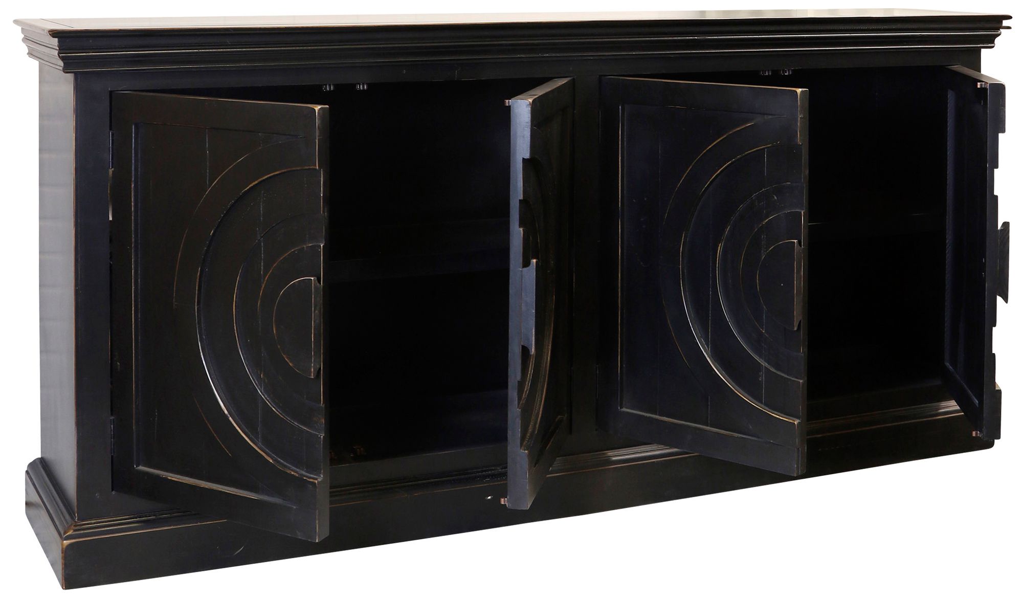 Image 2 StyleCraft 80 x 38 Black Distressed Credenza more views
