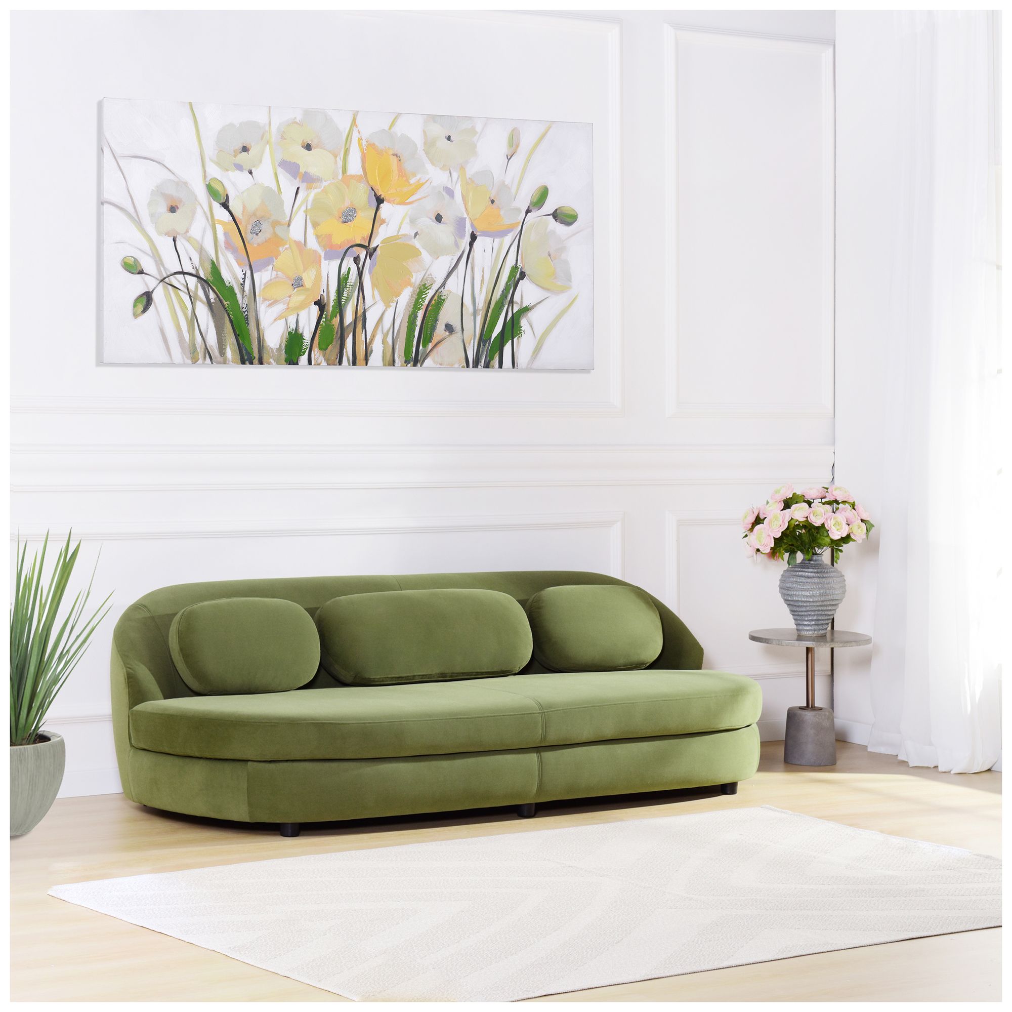 Image 3 StyleCraft 90 x 28 Olive Green, Black 3-Seater Sofa more views