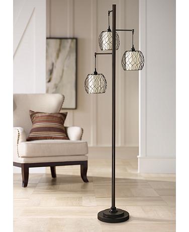 Stylecraft Adona 72" High 3-Light Bronze Metal Cage Floor Lamp