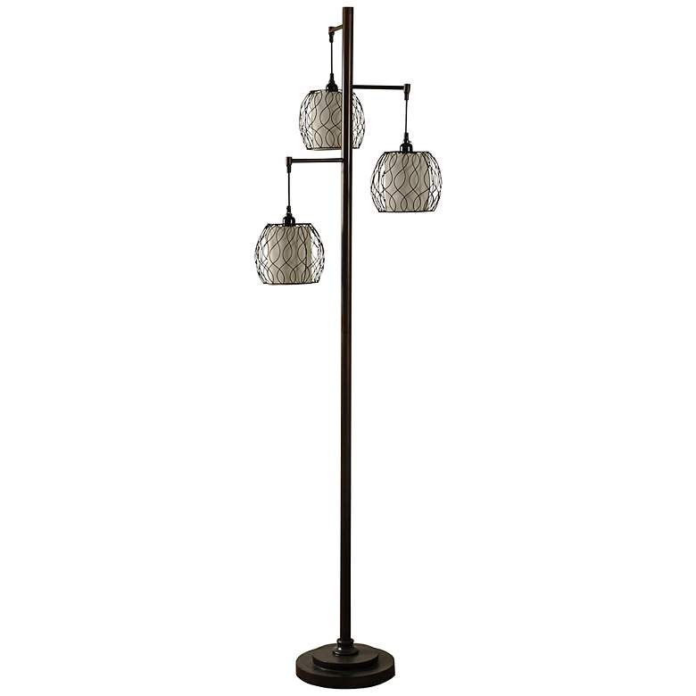 Image 2 Stylecraft Adona 72" High 3-Light Bronze Metal Cage Floor Lamp