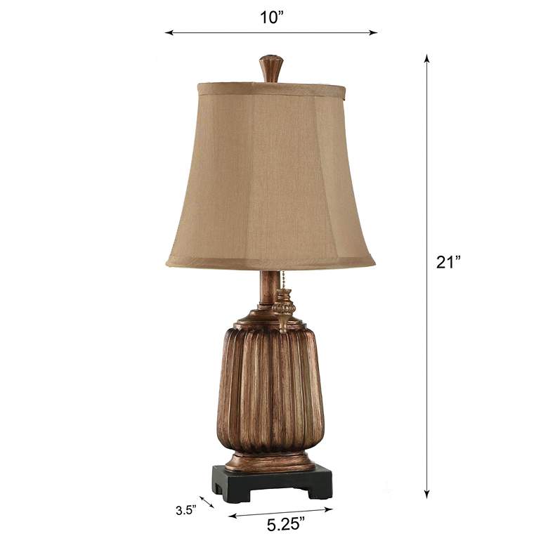 Image 6 Stylecraft Antique Copper Finish Brown Shade Mini Accent Table Lamp more views