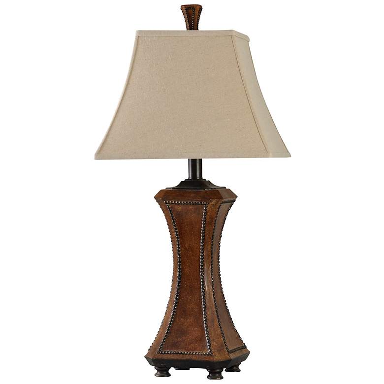 Image 1 Stylecraft Archer 32" High Faux Wood and Nailhead Trim Table Lamp