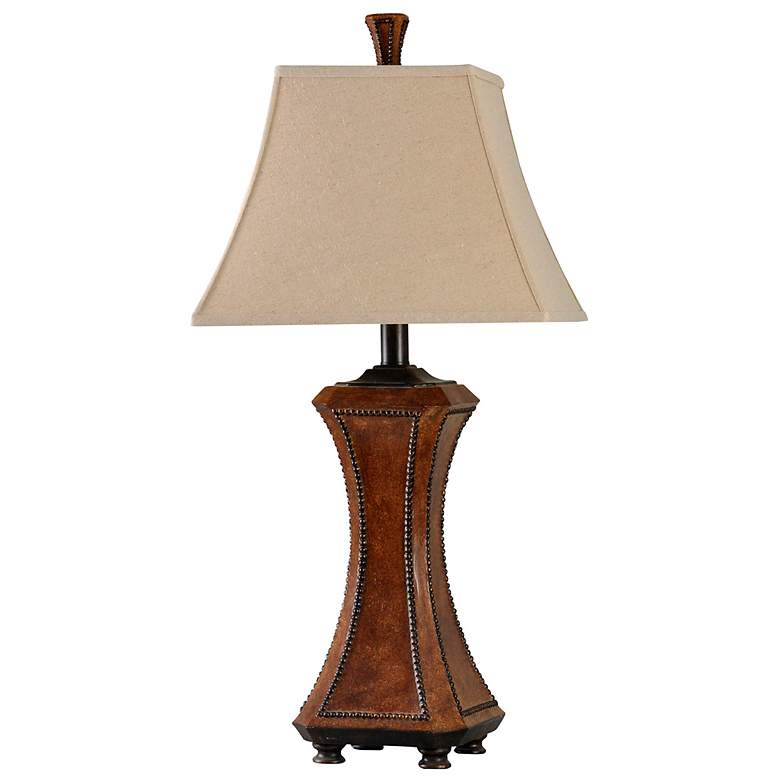 Image 2 Stylecraft Archer 32" High Faux Wood and Nailhead Trim Table Lamp more views