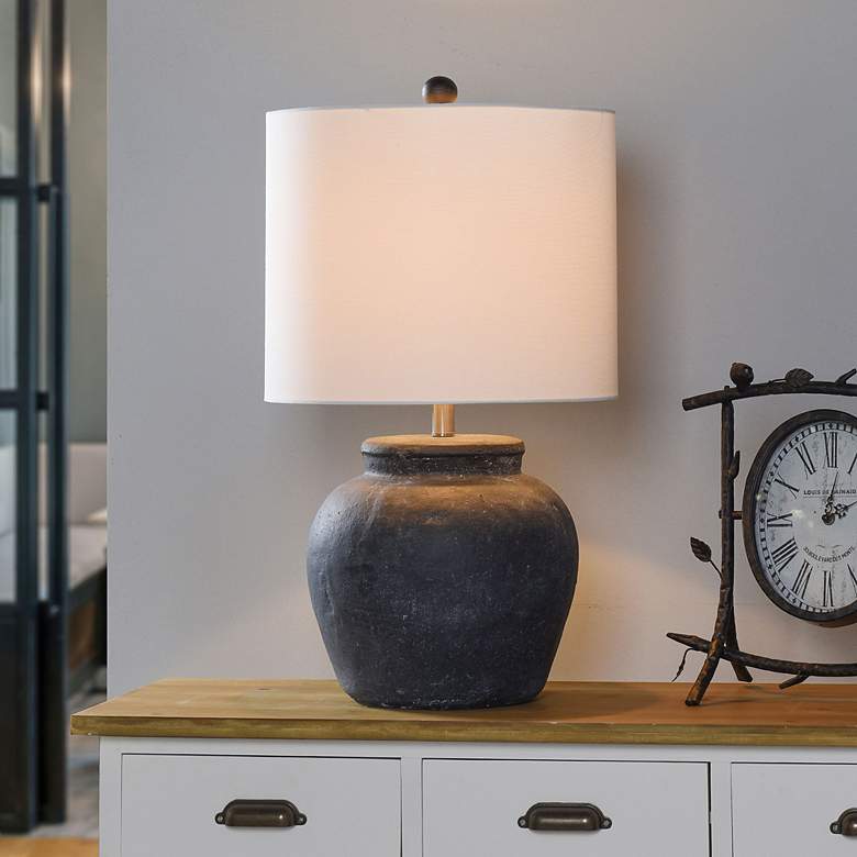Image 1 Stylecraft Arlo Cotta 26 1/2" High Matte Black Rustic Table Lamp