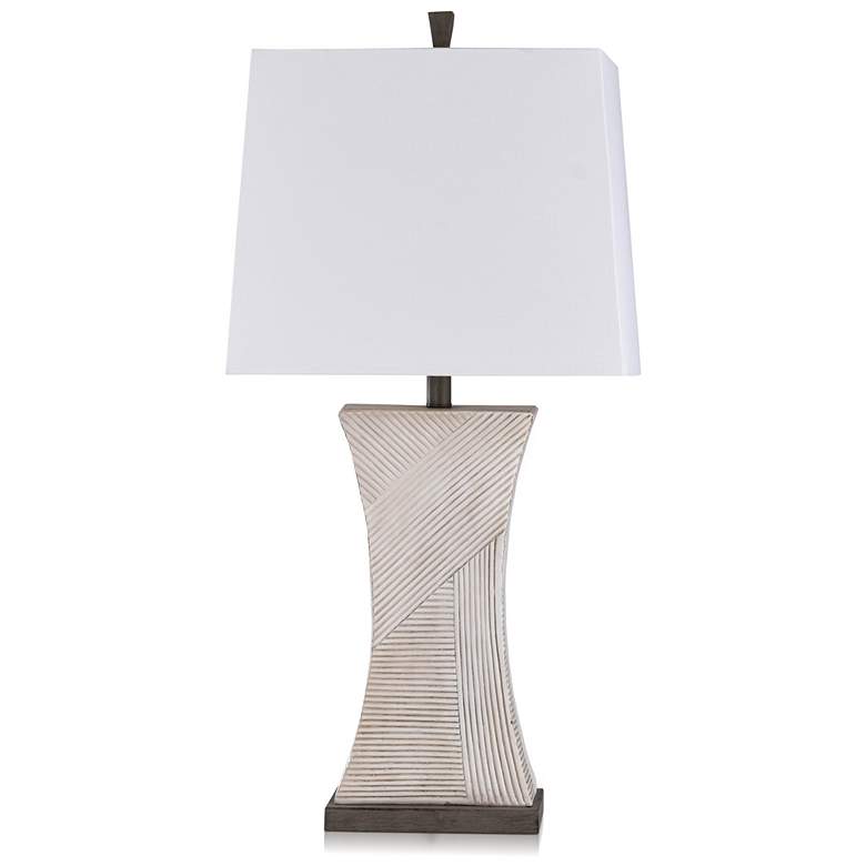 Image 1 Stylecraft Asher 34" Linen Shade and Espresso Brown Table Lamp
