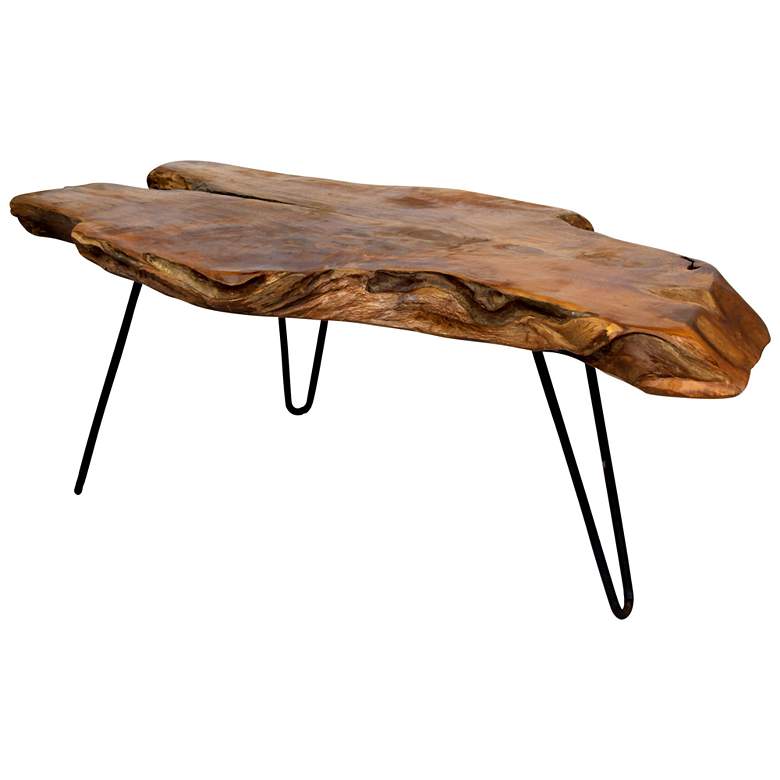 Image 1 Stylecraft Badang 40" Wide Natural Lacquer Modern Wood Coffee Table