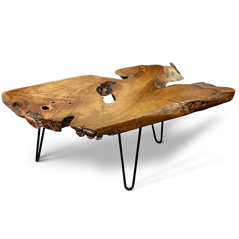 Image 2 Stylecraft Badang 40" Wide Natural Lacquer Modern Wood Coffee Table more views