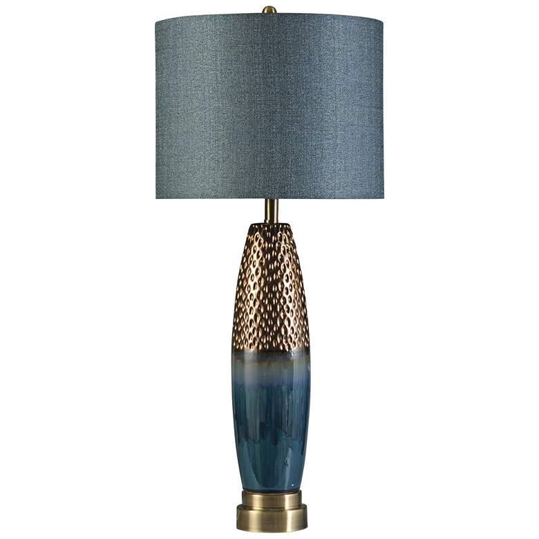 Image 2 Stylecraft Bedford 37" High Blue and Copper Modern Ceramic Table Lamp