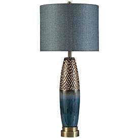 Image2 of Stylecraft Bedford 37" High Blue and Copper Modern Ceramic Table Lamp