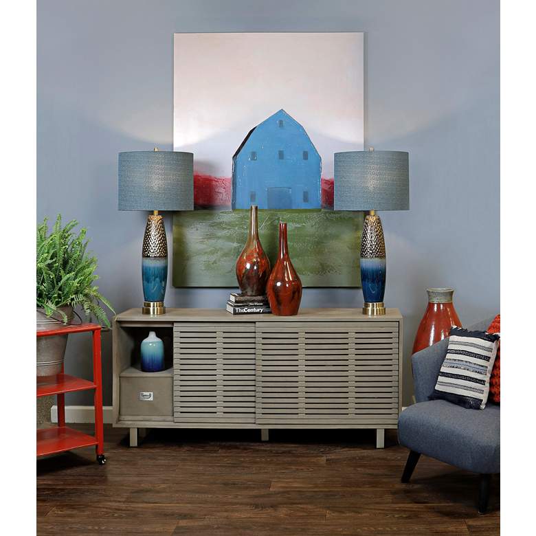 Image 5 Stylecraft Bedford 37" High Blue and Copper Modern Ceramic Table Lamp more views