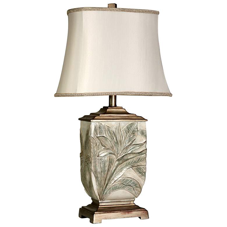 Image 2 Stylecraft Bellevue 27 1/2" White Ivory Shade Raised Leaf Table Lamp