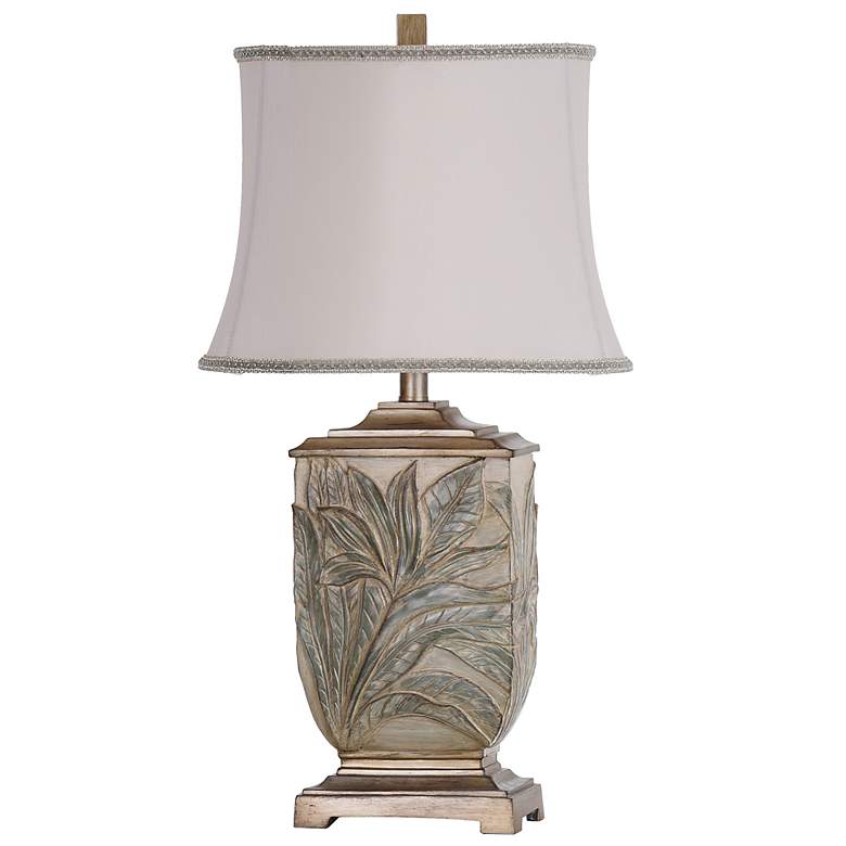 Image 3 Stylecraft Bellevue 27 1/2" White Ivory Shade Raised Leaf Table Lamp more views