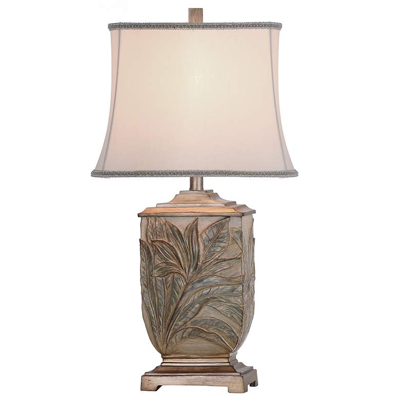 Image 4 Stylecraft Bellevue 27 1/2" White Ivory Shade Raised Leaf Table Lamp more views